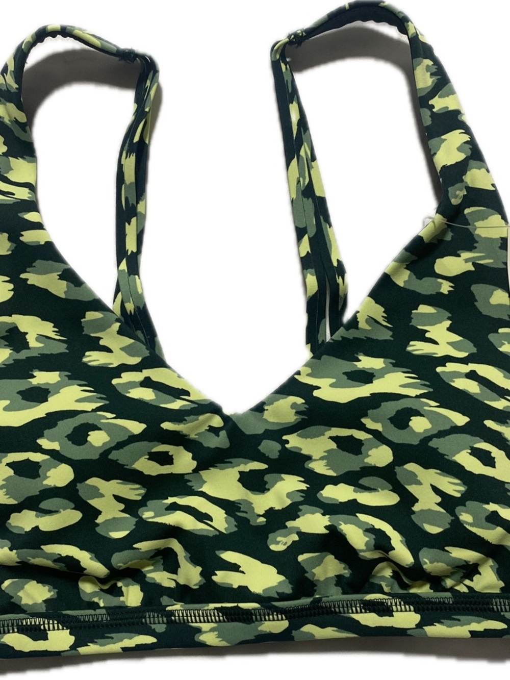 Offline by Aerie Camo-Print V-Neck Bralette in Olive Green